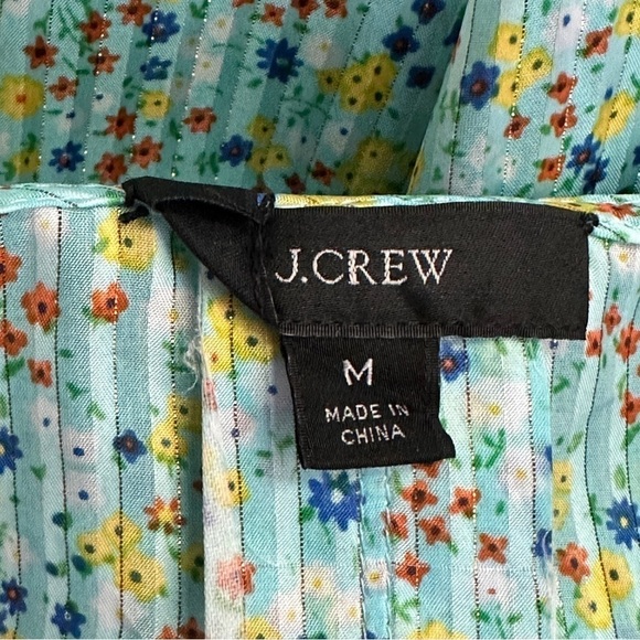 J. Crew Ruffle Top In Field Day Print Aqua Small Ditsy Floral Mint medium - Picture 7 of 8